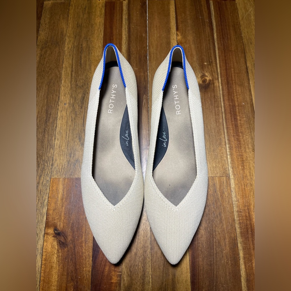 Rothy’s The High Point Sandstone Knit Pointed Toe Flats Women’s Size 10.5